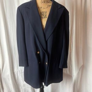 Lauren Ralph Lauren Navy Blue Wool Double Breasted Blazer Gold Buttons Sz 22W